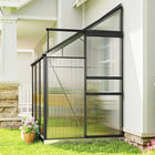 Outsunny 6' x 4' Aluminium Lean-to Greenhouse with Adjustable Roof Vent - Dark Grey- Sliding door design for easy access in/out 
 