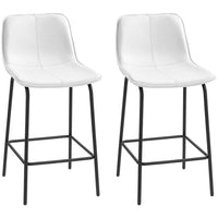 HOMCOM - Tabourets de bar rembourrés en microfibre - blanc crème - paquet de 2-Ensemble de 2 tabourets de comptoir 

