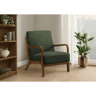 Monarch Specialties - Chaise d'Appoint Moderne du Milieu du Siècle Rembourré 34"H Avec des Pieds en Noyer Massif - Tissu Vert-Un généreux rembourrage en mousse, un dossier légèrement incliné et des accoudoirs de soutien offrent une assise confortable idéale pour la lecture, la conversation ou la détente.