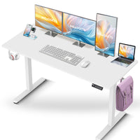 IMHome - Bureau assis-debout électrique réglable en hauteur avec 3 réglages de mémoire - 55 po x 24 po - Plateau blanc / structure blanche-Améliorez votre espace de travail avec le bureau assis-debout électrique IMHome, une solution polyvalente et riche en fonctionnalités pour les bureaux à domicile et les environnements professionnels. Ce bureau réglable en hauteur permet un ajustement électrique fluide de 28 po à 47 po (72 cm à 118 cm), vous permettant de passer facilement de la position assise à la posit