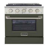 Kucht 30" KNG Series Pro Style Propane Gas Range - Stainless Steel/Olive Green-Cook and bake like a pro with the extra-large convection oven that offers 4.2 cu. ft. of capacity, a 5-rack configuration, and an extra-large viewing window