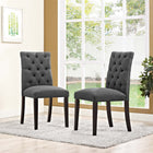 Modway Duchess Fabric Dining Chair - Grey - 2 Pack-Luxuriously Tufted Button Back