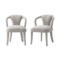 Manhattan Comfort - Lot de 2 fauteuils de salle à manger Palmer 58 cm style mid-century modern, revêtement en tweed, coloris Silver Lining-Fauteuils d’appoint style milieu du siècle pour salon, lot de 2