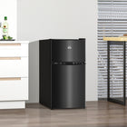 HOMCOM 3.2 cu ft Mini Fridge with Freezer and Reversible Doors - Black-Cools quickly and quietly with a low-energy consumption compressor