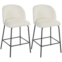 HOMCOM 27" Counter Height Modern Bar Stools with Back - Cream White - 2 Pack-Set of two modern bar stools bring a sleek, unified look to your space
