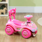 Qaba Toddlers Push Car with Music, Lighting - Pink-Horn buttons, lights, and music enhance entertainment 