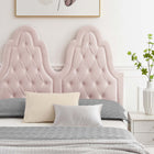 Modway Alexandria Tufted Performance Velvet Twin Platform Bed with Gold Metal Legs - Pink-Wood Slat Support System
