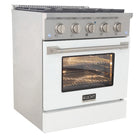 Kucht - 30 po Série KNG Cuisinière Pro Style au gaz naturel - Acier inoxydable/Blanc-Grilles de cuisson robustes en fonte résistantes à la chaleur intense permettant de déplacer les ustensiles d’un brûleur à l’autre sans les soulever