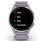 Garmin - Approche J1 Lunette en aluminium argenté avec bande en tissu ComfortFit lilas-Minuteur de rythme de jeu: Un visuel simple maintient le jeu à un rythme recommandé