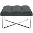 Modway Reach Upholstered Fabric Ottoman - Grey-Polished Stainless Steel Base