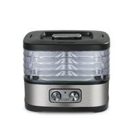 Commercial Chef Food Dehydrator with 5 Adjustable Height Trays - Stainless Steel-5 Trays: This COMMERCIAL CHEF stainless steel dehydrator (10.2" x 8.26" x 9.8") has 5 removable plastic trays and cooks evenly with optimal airflow and temperature.