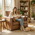 HOMCOM - Fauteuil d’appoint en cuir PU avec assise large - coussin à ressorts - pieds en bois - 2 coussins pour salon - brun-Le coussin en mousse épaisse de 5,9 po et le système de ressorts ensachés assurent une assise douce mais soutenue    

