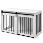 PawHut 46.5" Dog Crate End Side Table - White-Can be a side table to display things and a dog crate 