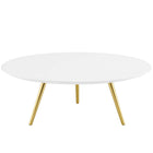 Modway Lippa 40" Round Wood Coffee Table with Tripod Base - Gold White-Mid-Century Modern Coffee Table
