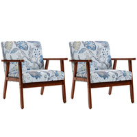 HOMCOM - Fauteuil d’appoint moderne avec siège rembourré - pieds en bois pour chambre - multicolore - Paquet de 2-Ensemble de 2 chaises d’appoint 
