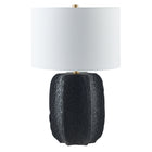 Hudson&Canal - Lampe de table haute Turbida 61 cm avec abat-jour en tissu - Noir mat/laiton/blanc-Design moderne et contemporain pour votre salon, espace de travail ou table de chevet
