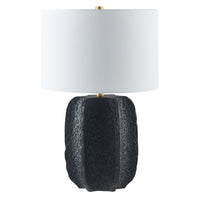 Hudson&Canal - Lampe de table haute Turbida 61 cm avec abat-jour en tissu - Noir mat/laiton/blanc-Design moderne et contemporain pour votre salon, espace de travail ou table de chevet