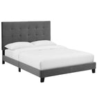 Modway Melanie Tufted Button Upholstered Performance Velvet Queen Platform Bed - Grey-Durable Stain-Resistant Fabric