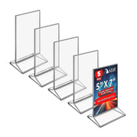 Azar - Porte-cartes de bureau/comptoir à chargement supérieur/latéral en acrylique - Transparent - Paquet de 5 (152799-SLV-5PK)-Vendu en paquets de 5