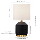 Hudson&Canal - Lampe de table Esther 38 cm de haut en céramique texturée avec abat-jour en tissu - Noir mat/laiton antique/blanc-Comprend un cordon de 6 pieds avec interrupteur à bascule
