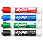 Expo Low Odour Dry Erase Markers - Chisel Tip - Assorted Colours - 4 Pack-Specially formulated low odour ink is ideal for classrooms, small offices, and homes