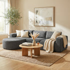 HOMCOM L-Shaped Cloud Sectional Sofa with Chaise - Dark Grey-Curved chaise front softens look adding refined designer character