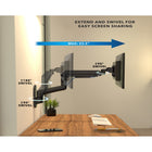 Mount-It! Heavy-Duty Monitor Wall Mount with Gas Spring Arm - Fits Monitors up to 49"-Integrated cable management keeps cords organized and out of sight for a tidy, professional appearance