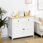 HOMCOM 39.4" L Sideboard Buffet Cabinet - White-The interior adjustable shelf suits your various needs