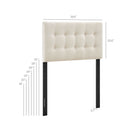 Modway Emily Fabric Upholstered Twin Size Headboard - Ecru-Button Tufting