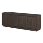 Hudson&Canal - Meuble TV Presque pour téléviseurs jusqu'à 75" - Alder Brown-Le dessus a une capacité de poids de 75 lb, les étagères inférieures peuvent supporter 25 lb chacune