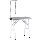 PawHut Foldable Non-slip Surface Pet Grooming Table - Grey-Robust metal frame with non-skid feet prevents the table from wobbling 