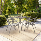 Flash Furniture Silver Metal Restaurant Stack Chair with Aluminum Slats-Stack Quantity: 22