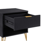 Manhattan Comfort DUMBO 20.07" Modern 1-Drawer Nightstand - Black-Stylish Splayed Gold Metal Legs Adding Seamless Fashion Design and Durability
