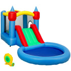 Qaba - Château gonflable 4 en 1 avec toboggan aquatique, panier de basket - 13,6 pi L x 6,7 pi l - multicolore-De multiples fonctionnalités de jeu offrent un plaisir sans fin aux enfants . 