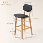 HOMCOM - Tabourets de bar hauteur comptoir avec pieds en bois massif - naturel et noir - paquet de 2-Repose-pieds pour soutenir et reposer le bas du corps 
