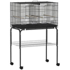 PawHut 46" H Bird Cage, with Divider, 4 Wooden Perches and Slide Out Tray - Black-Spacious design can be divided or used as a large room 