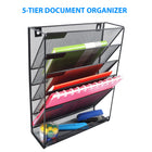 ShoppingAll Mesh Wall Mounted File Holder Organizer Rack with 5 Compartments-DIMENSIONS: The document wall organizer measures 12.8''L x 4.1''W x 15.9''H (32.5cm L x 10.4cm W x 40.4cm H)