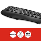 Staples Tech Wireless Ergo Keyboard - Black - English-Adjustable tilt legs for added comfort