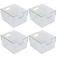 Azar Small Plastic Storage Bin with Handles - 5.12" x 7.75"x 6.25" - Clear - 4 Pack-Durable clear plastic construction for everyday use
