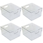 Azar - Petit bac de rangement en plastique avec poignées - 5,12 po x 7,75 po x 6,25 po - Transparent - Paquet de 4-Construction en plastique transparent durable pour un usage quotidien