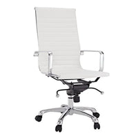 Plata Import - Antoni Chaise de Bureau Rembourrage en Cuir Cadre en Métal à Dossier Haut, Blanc-Cuir polyurethane revêtement en cuir et cadre en metal dore en blanc