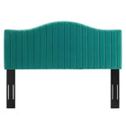Modway Juniper Channel Tufted Performance Velvet Full Platform Bed - Teal-Channel Tufted Headboard