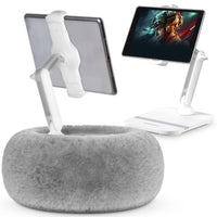 ShoppingAll 2-in-1 Tablet Holder with Detachable Plush Cushion for 4.7"-13" Phone/Tablet - Grey-2-in-1 Versatile Stand Mode - Switch effortlessly between cushion stand mode for lap use on beds and sofas and desk stand mode for a stable setup on a table or desk. The detachable arm easily attaches to either base, giving you the best of both worlds.