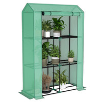 Outsunny Mini Greenhouse with 3-Tier Shelves- Three-tier plant shelf maximizes storage for gardening essentials
 