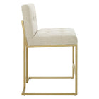 Modway Privy Gold Stainless Steel Upholstered Fabric Counter Stool - Gold/Beige-Non-Marking Foot Caps
