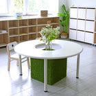 Beleduc Furniture - Emmanuele Classroom Round  Table with  a Round Hole In The Centre - 120 L x 120 W cm -  White-The large round hole in the centre of the table allows to development of educational activities, pretend play, or even decorating with plants