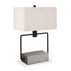 Hudson&Canal Holden 22.75" Tall Table Lamp with Fabric Shade - Concrete/Blackened Bronze/White-Modern and contemporary design for your living room, workspace, or bed side table