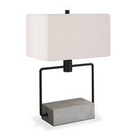Hudson&Canal Holden 22.75" Tall Table Lamp with Fabric Shade - Concrete/Blackened Bronze/White-Modern and contemporary design for your living room, workspace, or bed side table