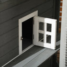 PawHut 76" L Outdoor Wooden Catio Walk-in Cat House with Jump Platforms - Grey-Colour: White, Light Grey, Black 