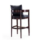 Manhattan Comfort Ritz 22" Mid-Century Modern Faux Leather Upholstered Bar Stool - Black and Dark Walnut - 2 Pack-Seat Height: 30.5"